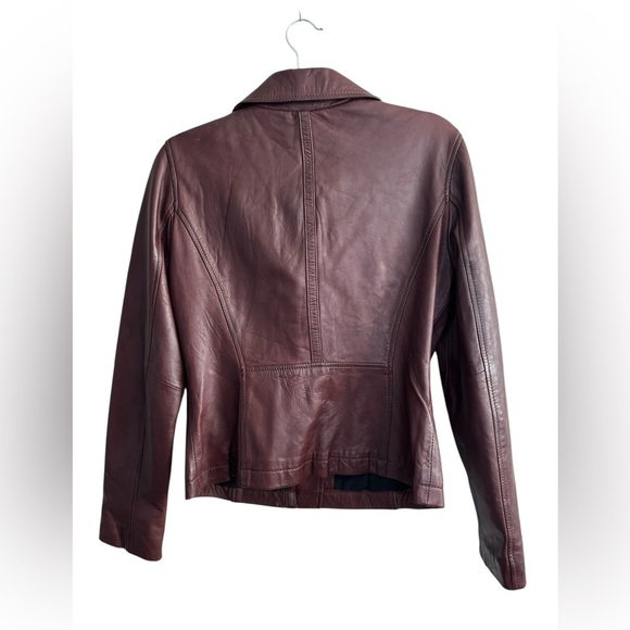 Andrew Marc New York Burgundy Leather Moto Jacket Sz M - Picture 2 of 9